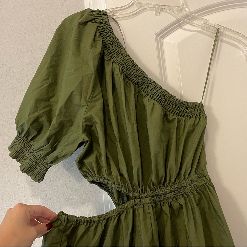 Target Women's Puff Short Sleeve Cut Out Dress - Who What Wear - Olive Green - Picture 2 of 7
